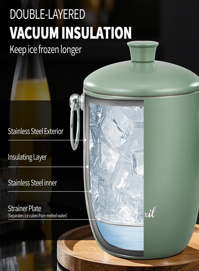 shoxil Ice Bucket - 3L Large Ice Bucket for Parties & Cocktail Bar, Stainless Steel Ice Cooler with Lid & Tongs, Retro Style Ice Bucket for Freezer & Drinks - Image 5