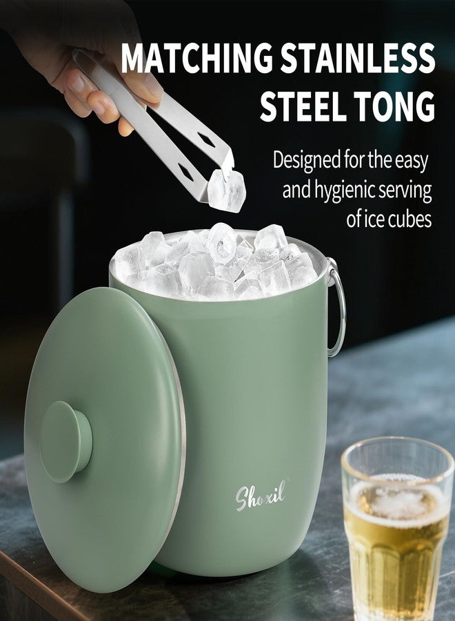 shoxil Ice Bucket - 3L Large Ice Bucket for Parties & Cocktail Bar, Stainless Steel Ice Cooler with Lid & Tongs, Retro Style Ice Bucket for Freezer & Drinks - Image 4