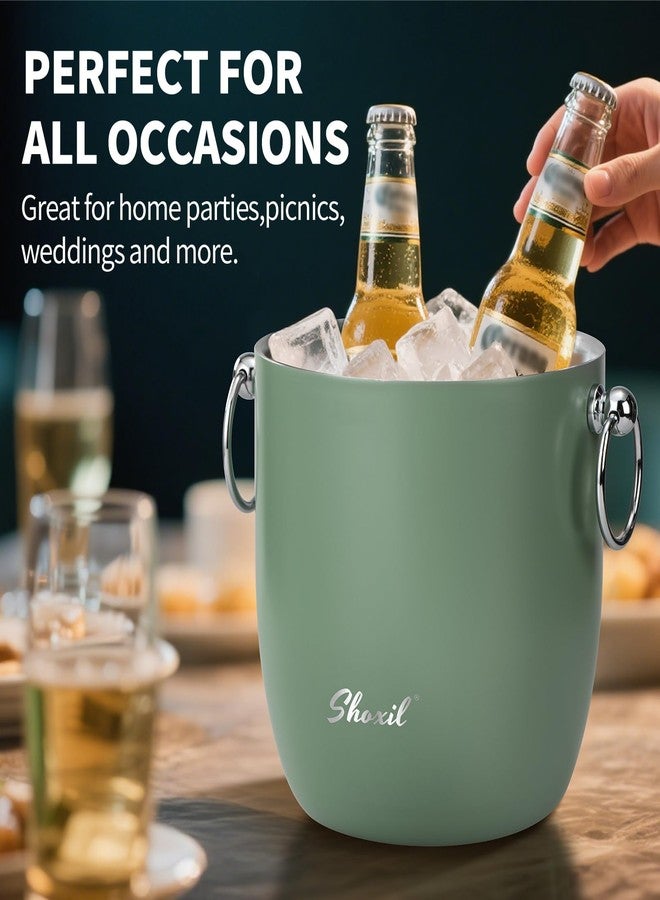 shoxil Ice Bucket - 3L Large Ice Bucket for Parties & Cocktail Bar, Stainless Steel Ice Cooler with Lid & Tongs, Retro Style Ice Bucket for Freezer & Drinks - Image 2