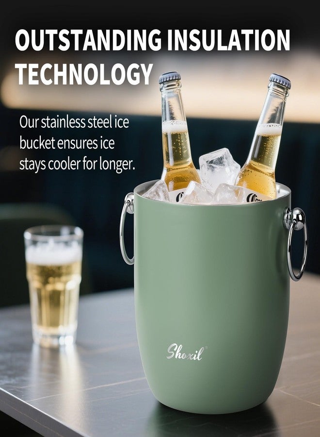 shoxil Ice Bucket - 3L Large Ice Bucket for Parties & Cocktail Bar, Stainless Steel Ice Cooler with Lid & Tongs, Retro Style Ice Bucket for Freezer & Drinks - Image 3