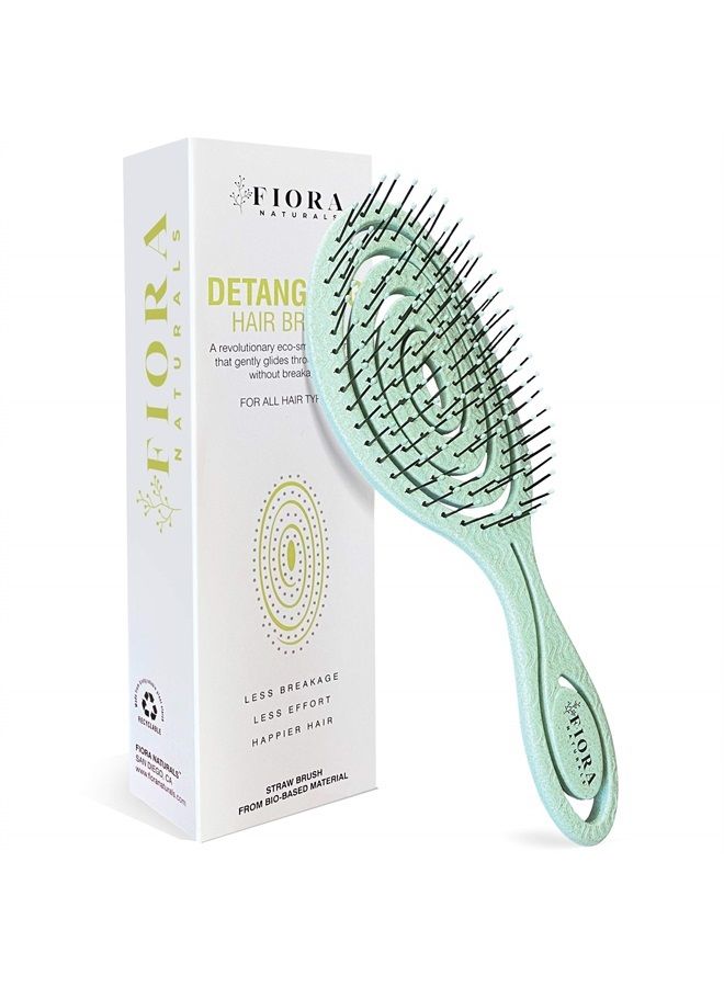 Fiora Naturals Hair Detangling Brush -100% Bio-Friendly Detangler hair brush w/Ultra-soft Bristles- Glide Through Tangles with Ease - For Curly, Stright, Women, Men, Kids, Toddlers, Wet and Dry Hair - Image 1