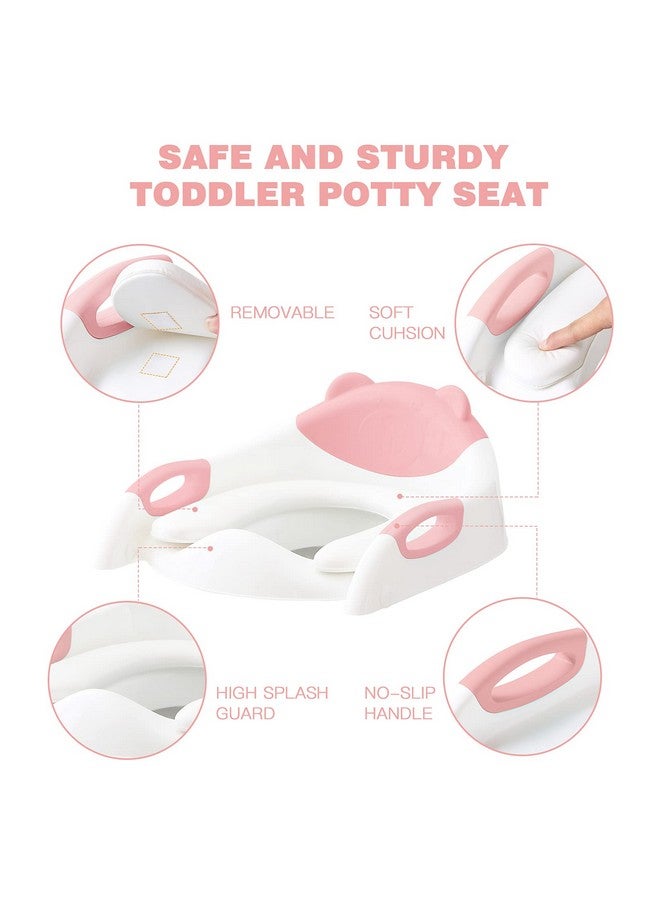 SKYROKU Potty Training Seat with Step Stool Ladder, SKYROKU Potty Training Toilet for Kids Boys Girls Toddlers - Comfortable Safe Potty Seat with Anti-Slip Pads Ladder Pink  - Image 4
