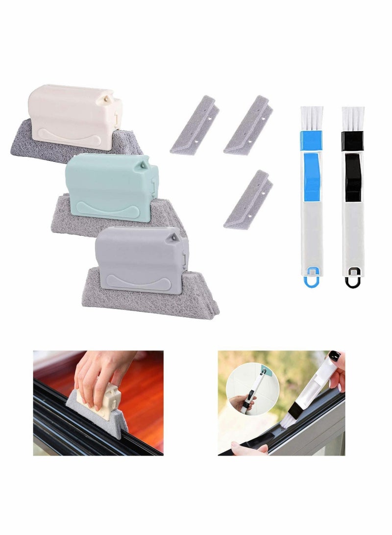 Excefore Window Groove Cleaning Brush Set, Window Sill Cleaner Tool-Creative Door Window Groove Cleaning Brushes,Hand-held Crevice Cleaner Tools for All Corners and Gaps - Image 1