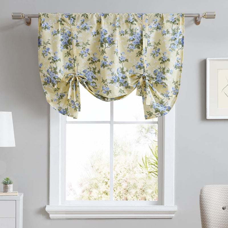 Laura Ashley Home Laura Ashley  Cotton Pole Top Valance Stylish  Lightweight Window Treatment for Home Decor Cassidy Yellow 50 x 25