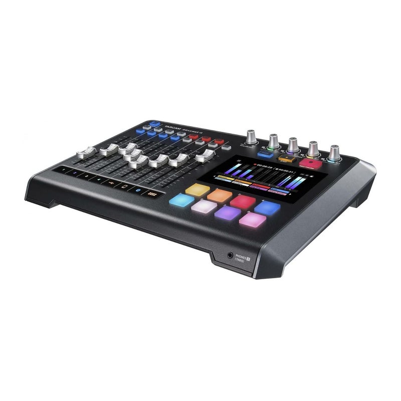 TASCAM Mixcast 4 Podcast Streaming Mixer, Recorder, and USB Audio Interface — Four XLR/TRS Mic Inputs, Touch Screen and Editing Software Included - Image 4