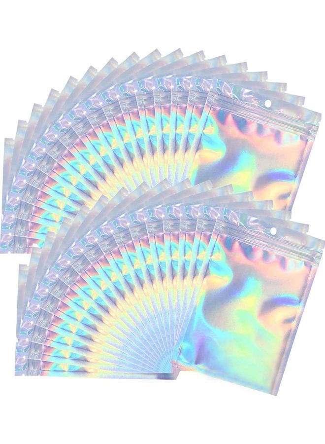 XiuWoo 100-Piece Laser Foil Storage Pouch Seal Bag Set Clear/Silver/Blue 10x15cm