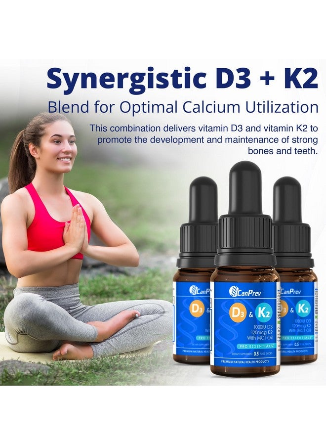 CanPrev D3 & K2 Drops - MCT Oil Base, 15ml Liquid Vitamin Supplement, 450 Drops with 250IU D3 & 30mcg MK-7 K2, Supports Strong Bones & Teeth, Easy-to-Take Formula, Free from Gluten, Dairy, Soy & Sugar - Image 2