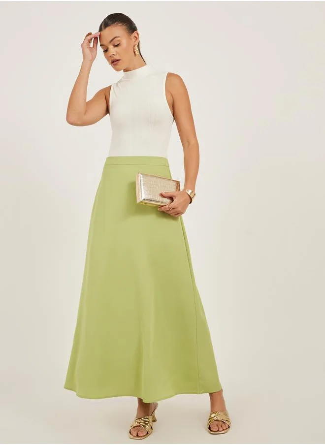 لوكس ويف Solid A-Line Maxi Skirt