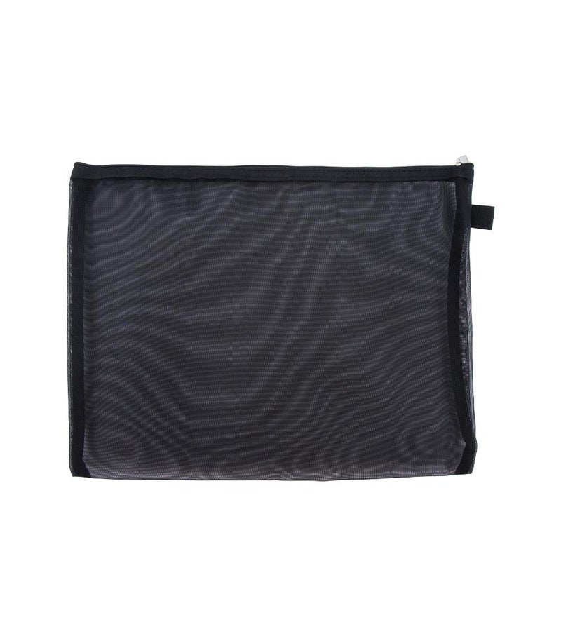Daiso A4 Mesh Case, Black, Zipper Document Storage Pouch, Portable Organizer for Files, Stationery, Office & Travel Essentials - Image 1