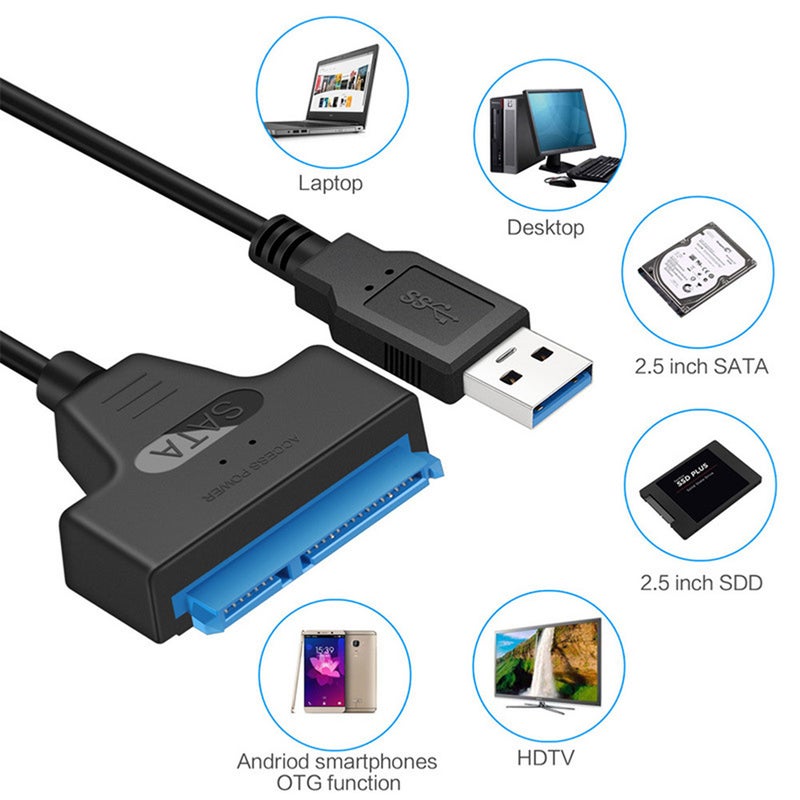 كابل محول محول USB 2.0 إلى SATA 22Pin لدرايف HDD SSD SATA 2.5" لأجهزة اللابتوب - Image 4