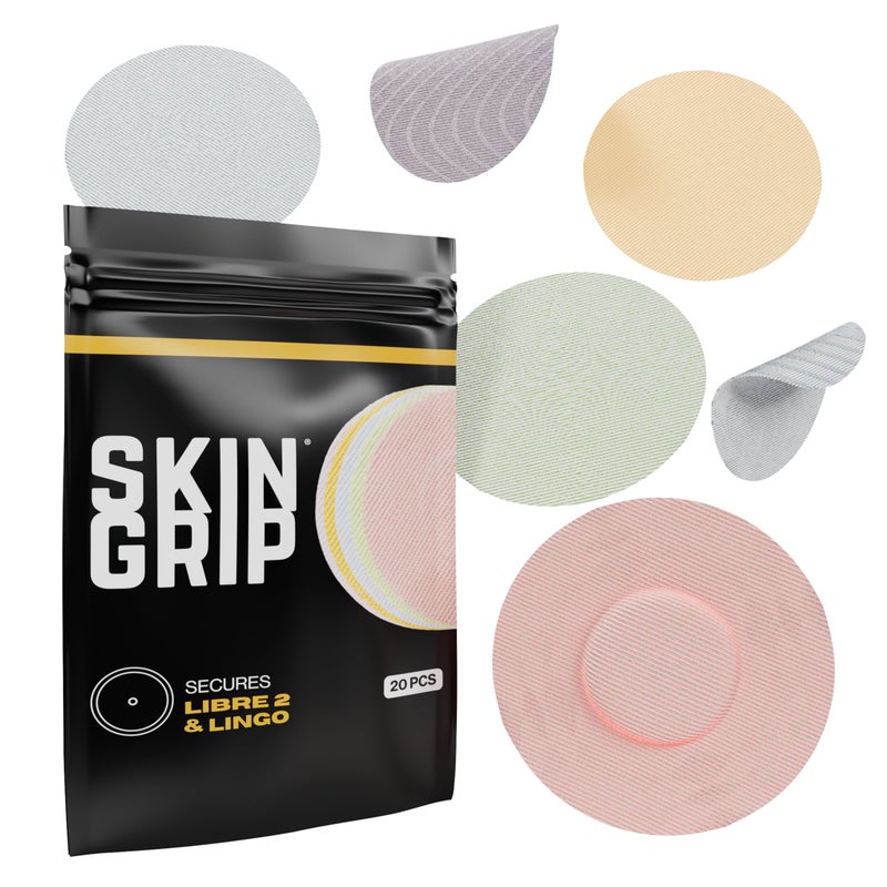 Skin Grip Freestyle Libre 2 Sensor Covers & Lingo CGM â€“ Waterproof and Sweatproof Adhesive for 10-15 Days, Pre-Cut Medical Tape, Continuous Glucose Monitor Patch â€“ 20 Pack, Pastel Pack - Image 1