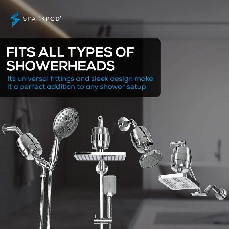 SparkPod 23 Stage Shower Head Filter for Dry Hair and Skin - High Output Universal Shower Filters to Remove Toxic Chemicals, Chlorine & Heavy Metals (Luxury Polished Chrome) - Image 4