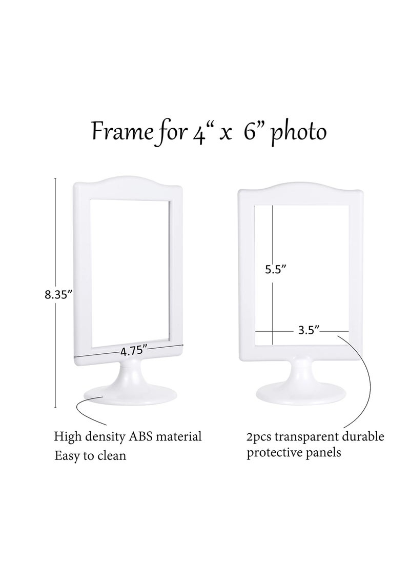 Excefore - Double Sided Standing Picture Frames, 4x6 Inch Pedestal Photo Frame, Two Sided Bulk Plastic Picture Frames for Table Numbers, Wedding Tables(White, 4Pack) - Image 1