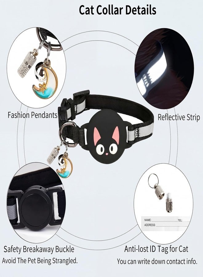 Woyinger Reflective Breakaway Cat Collar for AirTag (1st & 2nd Gen) Holder - Waterproof Safety Buckle Kitten Collar with Bell, Luminous Lightweight GPS Tracker Case for Apple for Air Tag (Blue) - Image 2