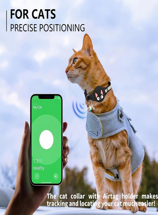 Woyinger Reflective Breakaway Cat Collar for AirTag (1st & 2nd Gen) Holder - Waterproof Safety Buckle Kitten Collar with Bell, Luminous Lightweight GPS Tracker Case for Apple for Air Tag (Blue) - Image 5
