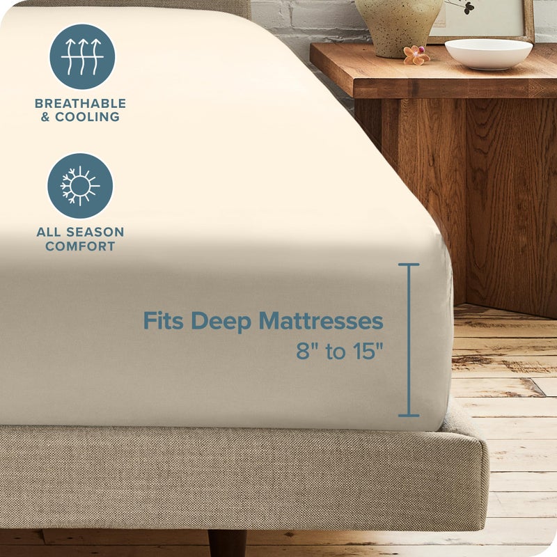 Bare Home 5-Pack Fitted Bottom Sheets Twin - Premium 1800 Ultra-Soft Microfiber - Deep Pocket (Twin  Sand) - Image 4