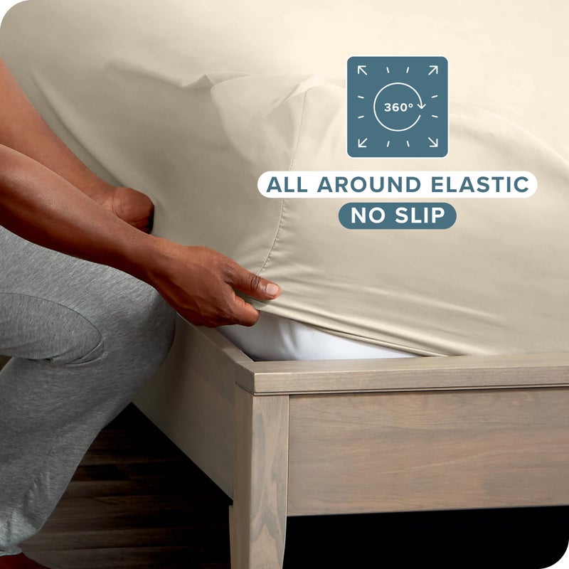 Bare Home 5-Pack Fitted Bottom Sheets Twin - Premium 1800 Ultra-Soft Microfiber - Deep Pocket (Twin  Sand) - Image 3