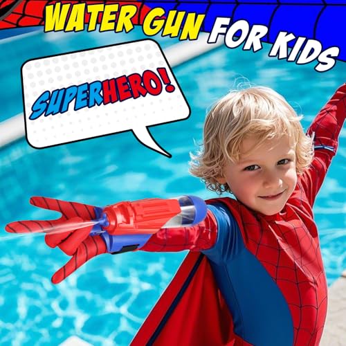 Aooess Spider Water Gun for Kids Spider Web Shooter Automatic Water Blaster for Kids Electric WristMounted Superhero Squirt Toy Superhero RolePlay Toy for Outdoor Summer Fun Blue - Image 5