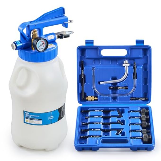 Orion Motor Tech Oil Extractor Pump and Dispenser Tool Kit, 6L Pneumatic Transmission Fluid Bleeder Set, 1.6 gal 2 Way Vacuum Fluid Evacuator and Filler Oil Change Kit 15 ATF Refill Adapters 3 Hoses - Image 4