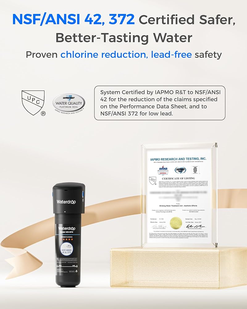 Waterdrop 10UB Under Sink Water Filter System, NSF/ANSI 42 Certified, with Dedicated Faucet, 8K Gallons High Chlorine Reduction Capacity, Idea for Renting, USA Tech - Image 3