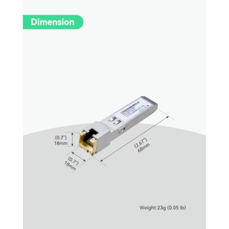 جهاز إرسال واستقبال جيجابت إيثرنت نحاسي 1.25G SFP إلى RJ45، مسافة تصل إلى 328 قدمًا، محول 1000BASE-T SFP-T لـ Cisco وD-Link وSupermicro وNetgear وTP-Link والمزيد (حزمة من قطعتين) - Image 5