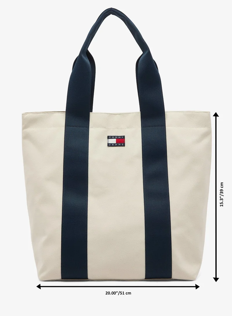 Tommy Jeans Newsprint Textured Logo Canvas Tote Bag for Men | Best Price UAE