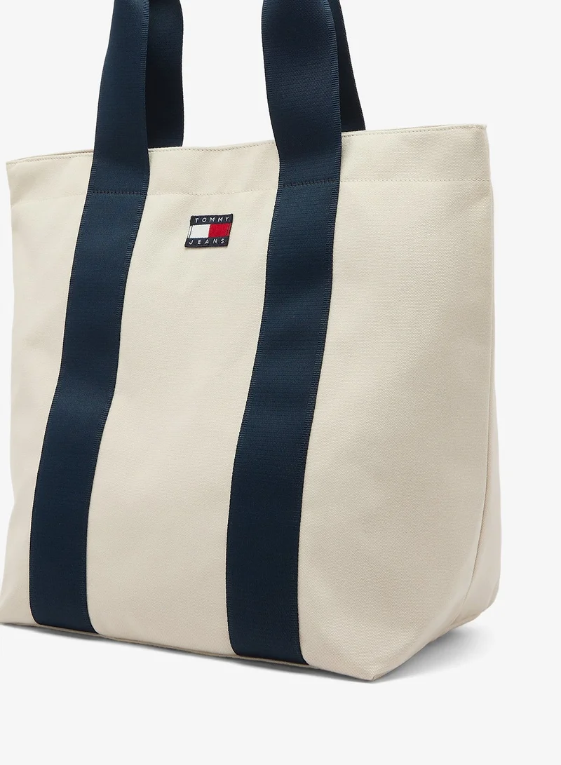 Tommy Jeans Newsprint Textured Logo Canvas Tote Bag for Men | Best Price UAE