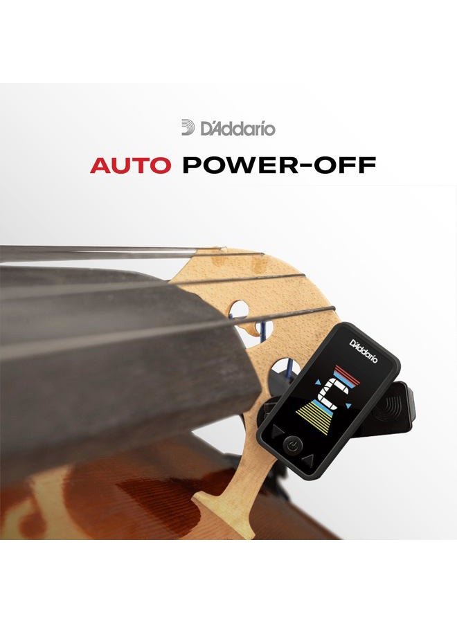 D'Addario مُضبط تشيلو وبيس - مُضبط مشبك على رأس الآلة لآلة التشيلو أو البيس - عرض عمودي ملون بالكامل مع دوران - ضبط سريع ودقيق - Image 5