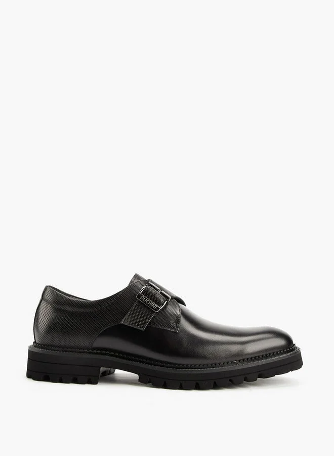 Men's Solid Monk Shoes with Buckle Accent