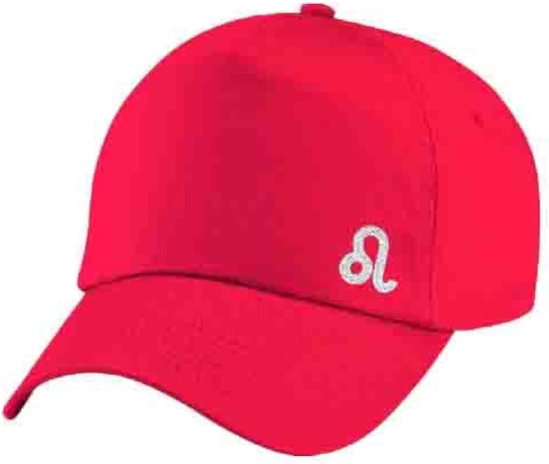 Red Cap with Leo zodiac Silver Color Logo