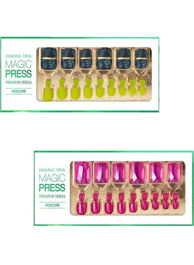 Dashing Diva Magicpress | Made in Korea False Nails Party & Casual- 30 Nails | Day to Night | Short, Square Shaped Press On Nails | Long Lasting | Pedicure (Vamos Green) - Image 1