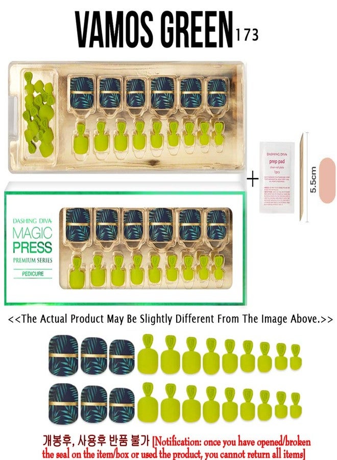 Dashing Diva Magicpress | Made in Korea False Nails Party & Casual- 30 Nails | Day to Night | Short, Square Shaped Press On Nails | Long Lasting | Pedicure (Vamos Green) - Image 3