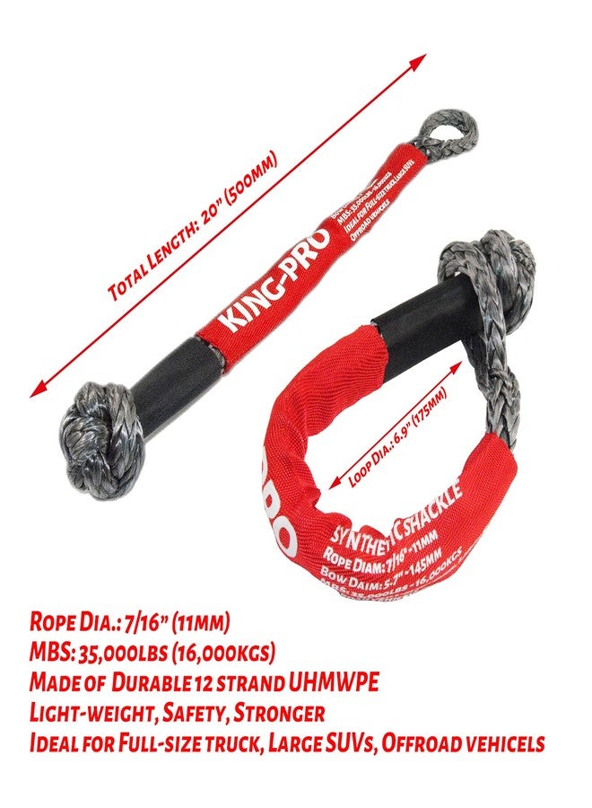KING-PRO Recovery Ring 7/16"x20" Soft Shackle 35,000lbs Breaking Strength with Snatch Ring 45,000lbs for Full-Size Truck Large SUVs Offroad Vehicels 1-Pack (Red-Black) - Image 3