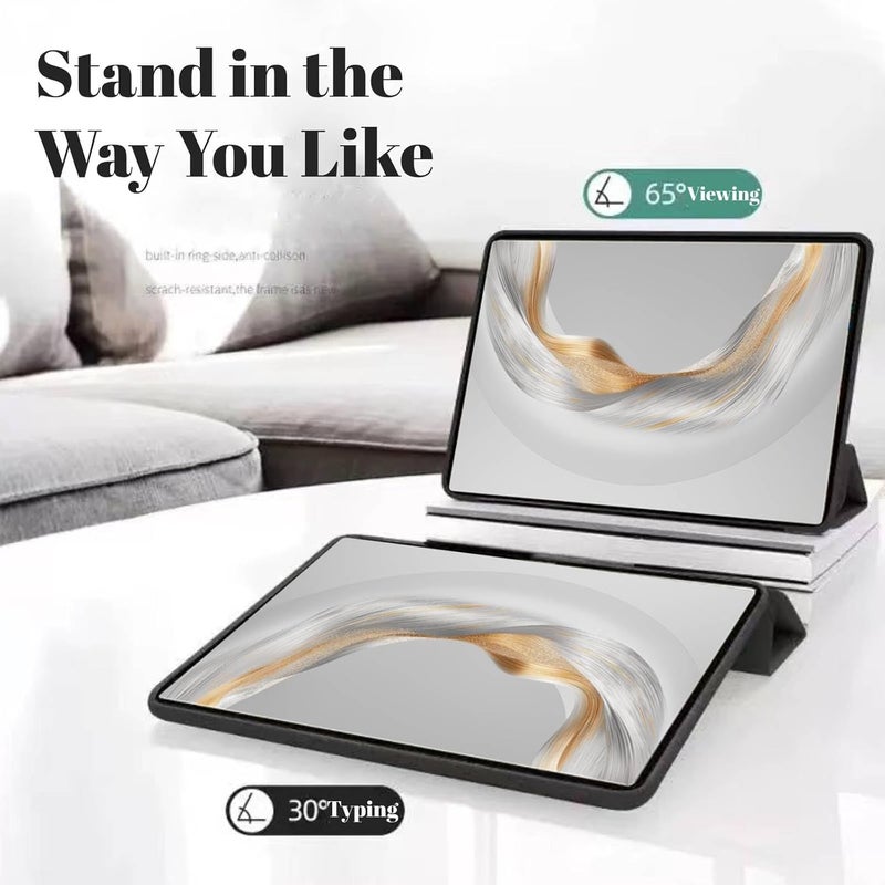 Vurtboly غطاء متوافق مع Huawei MatePad Pro 12.2 بوصة 2025/2024، حافظة ثلاثية الطي رفيعة مضادة للصدمات من مادة TPU على شكل قرص عسل مع حامل متين وغطاء إيقاظ/إيقاف تلقائي لجهاز Huawei MatePad Pro 12.2 بوصة 2025 (أسود) - Image 2