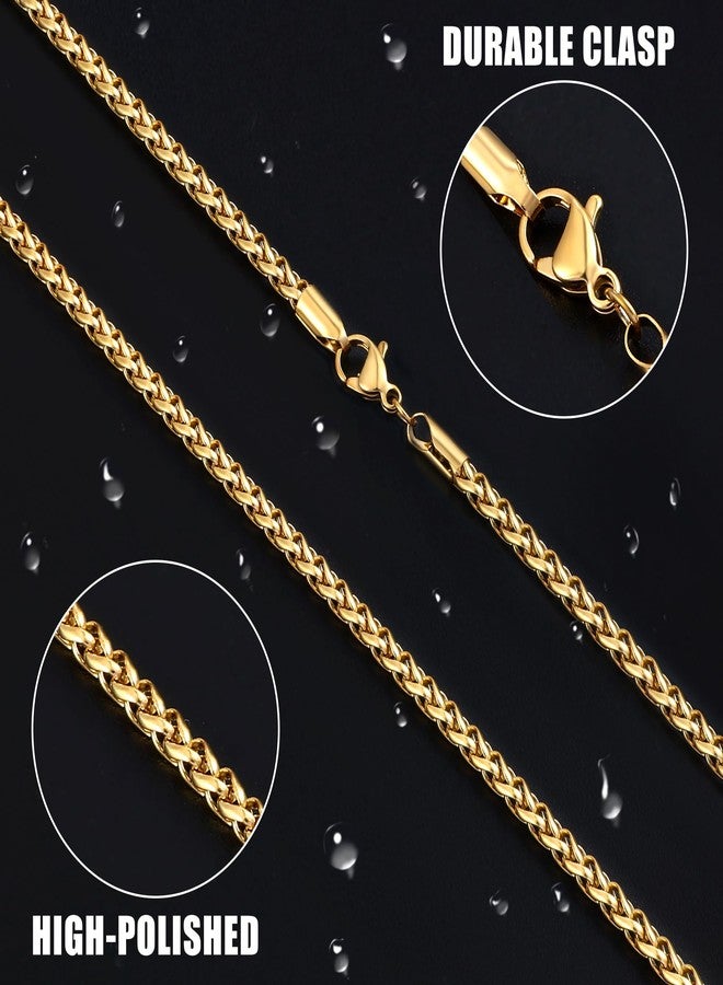 Fiusem 14K Gold Plated Wheat Chain Necklace for Men, 2/2.5/3/4/5mm Stainless Steel Necklace Chains for Men and Women 16-28 Inch, 20 Inches, Stainless Steel, No Gemstone - Image 5