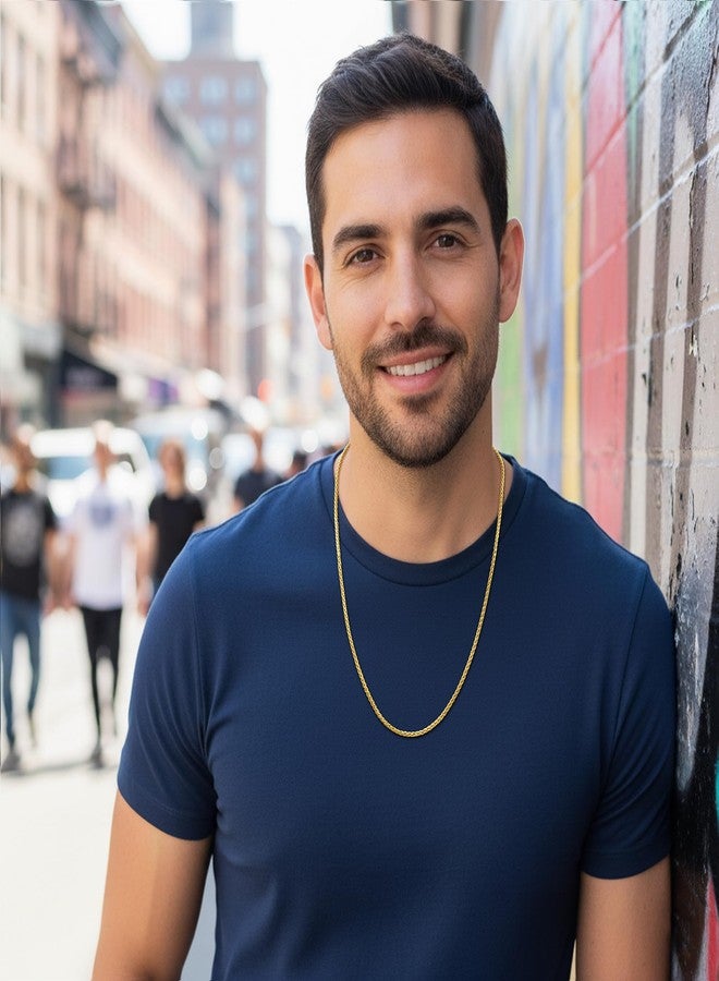 Fiusem 14K Gold Plated Wheat Chain Necklace for Men, 2/2.5/3/4/5mm Stainless Steel Necklace Chains for Men and Women 16-28 Inch, 20 Inches, Stainless Steel, No Gemstone - Image 2