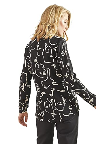 BIG DART Blouses for Women Fashion, Casual Long Sleeve Button Down Shirts Tops, XS-3XL (Face Black, Small) - Image 4
