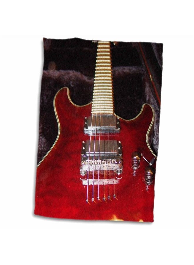 3DROSE 3D Rose Up- Close Red Guitar TWL_35380_1 Towel, 15" x 22"
