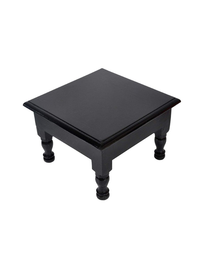 Lalhaveli Lalhaveli Hand Painted Wooden Shape Puja Article Chowki Bajot Decorative Stool (9X9X6 Inch)  - Image 1