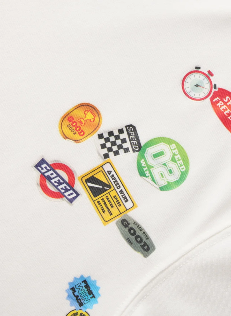 Balabala White Kids Boys Round v-neck short-sleeved T-shirt for Men | Best Price UAE