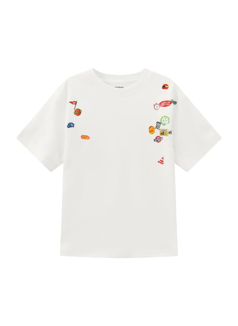 Balabala White Kids Boys Round v-neck short-sleeved T-shirt for Men | Best Price UAE