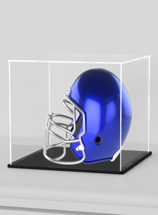 CRMPro Clear Acrylic Display Case with Matt Black Base and Lid, Dust-Proof Acrylic Showcase, Cube Counter-Tops Box for Mini Football Helmet (7.5x5.5x5.5 inch) - Image 1