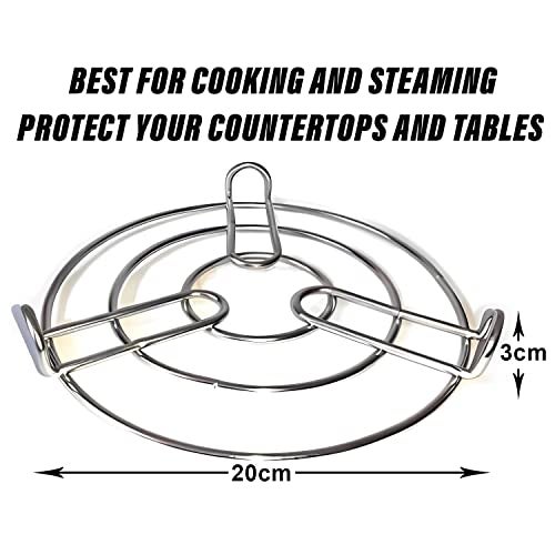 Kuber Industries Iron Stand | Stainless Steel Trivet |Round Steamer Rack for Kitchen | Heat Resistant Hot Plate Dishes Holder | Cooker Donga Stand | Silver - Image 3