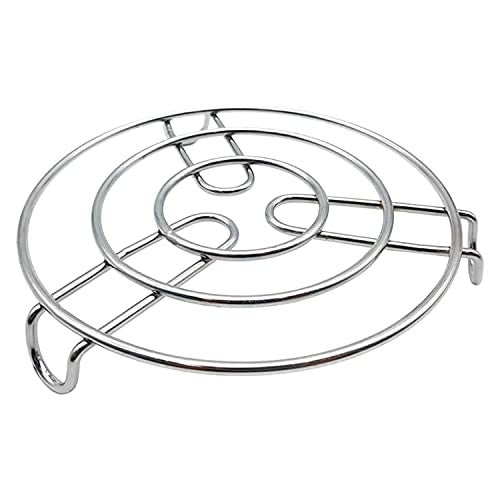 Kuber Industries Iron Stand | Stainless Steel Trivet |Round Steamer Rack for Kitchen | Heat Resistant Hot Plate Dishes Holder | Cooker Donga Stand | Silver - Image 1