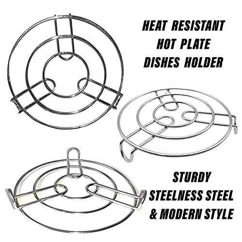 Kuber Industries Iron Stand | Stainless Steel Trivet |Round Steamer Rack for Kitchen | Heat Resistant Hot Plate Dishes Holder | Cooker Donga Stand | Silver - Image 4
