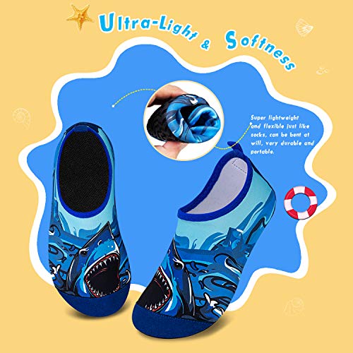 WateLves Kids Water Shoes Toddler Girls Boys Barefoot Non-Slip Quick Dry Aqua Socks for Beach Swim Walking (Big Shark, 32/33) - Image 3