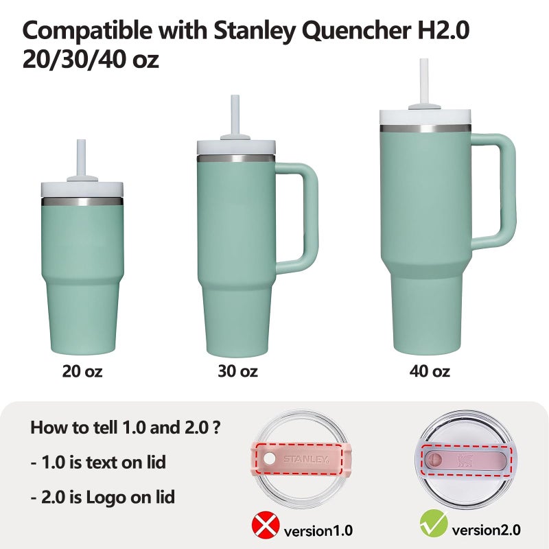 DUNLAGUE Silicone Spill Stopper Set Compatible with Stanley Cup 2.0 30oz & 40oz with Straw Cover (Set of 2  Eucalyptus) - Image 2