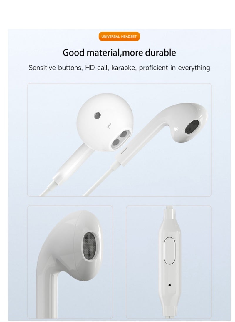 Faster Wired Type C Earphones - Noise Canceling Stereo Bass In-Ear Gaming Earbuds with HD Microphone for Gaming, Calls, and Music - Compatible with iPhone and Android Mobiles - E-Sports Gaming Headphones (White)  - Image 3