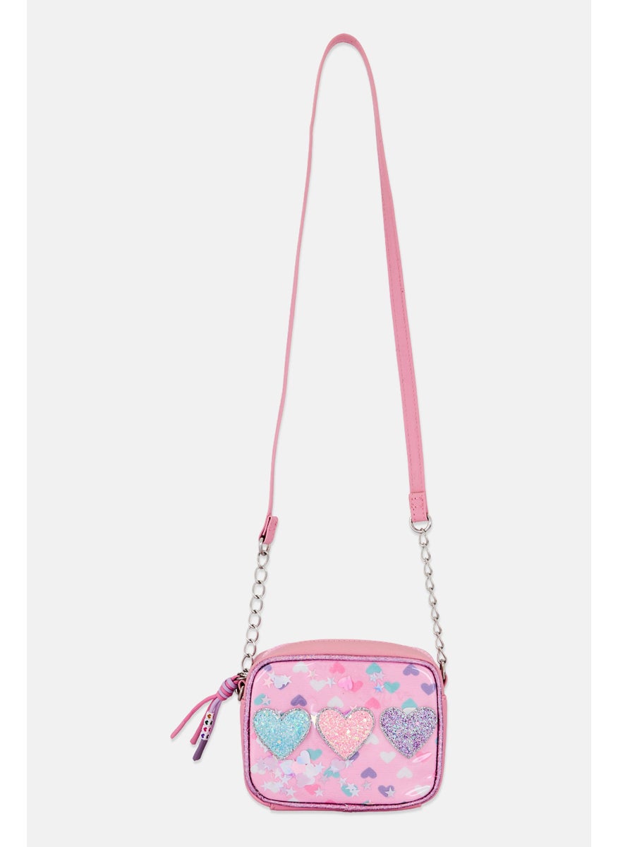 Miss Gwen's OMG Kids Girl Glittered Heart Cross Body Bag, Pink  - Image 1