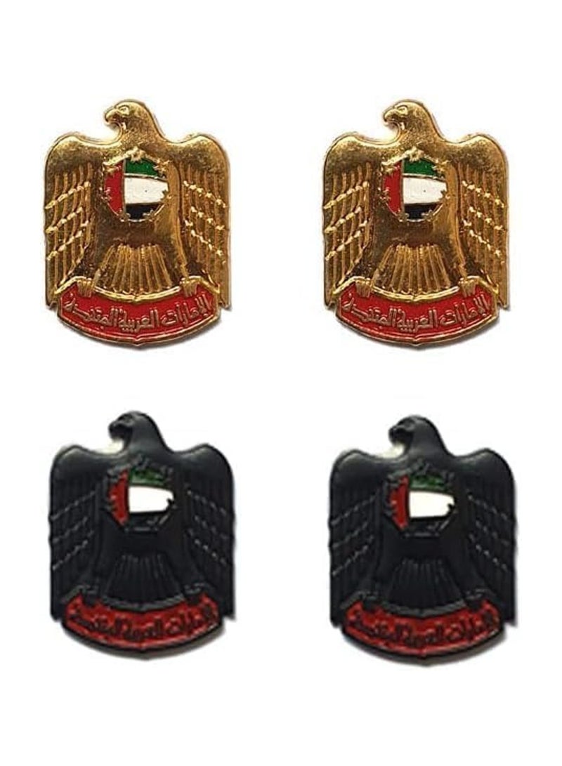 SYOSI UAE Logo Design 2D Sticker Badge 4 PC Metal 2CM 2 PCS Gold & 2PCS Black  - Image 1